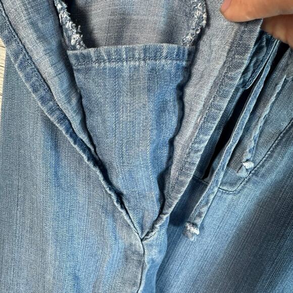 Time & true lightweight denim blouse flutter sleeve peasant bohemian summer - Picture 4 of 9